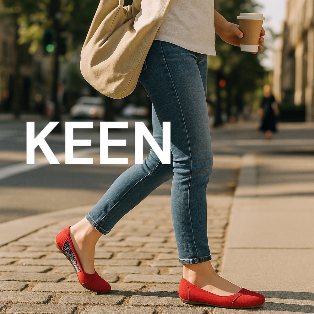 Keen Vegan Red Flats Loafers Women’s Size 8 Medium Casual Comfort Shoes